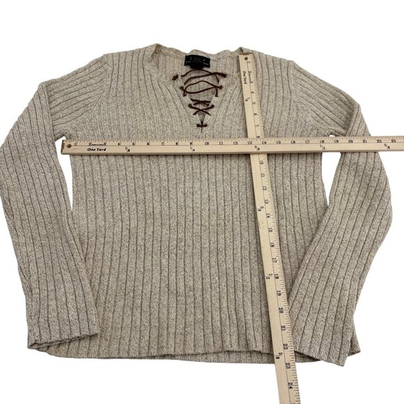 Ralph Lauren Beige Cable Knit Sweater size Medium Ribbed Pullover - Picture 3 of 5